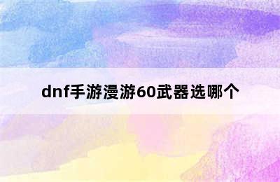 dnf手游漫游60武器选哪个
