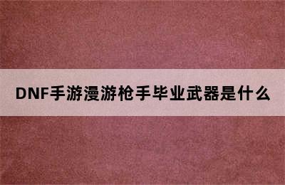 DNF手游漫游枪手毕业武器是什么