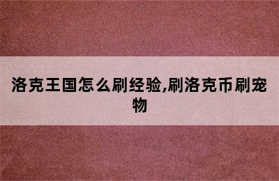 洛克王国怎么刷经验,刷洛克币刷宠物