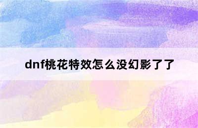 dnf桃花特效怎么没幻影了了