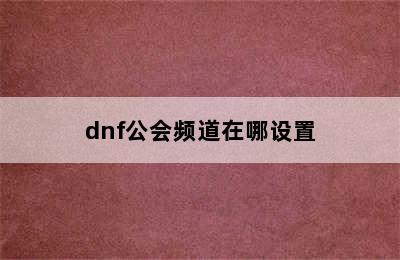 dnf公会频道在哪设置