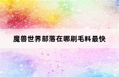 魔兽世界部落在哪刷毛料最快